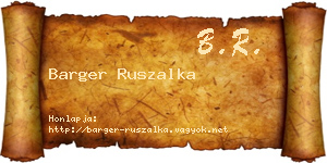 Barger Ruszalka névjegykártya